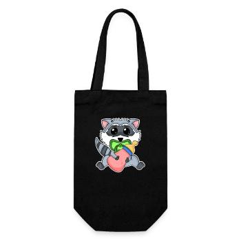 Baby Waschbär - Geschenkbeutel für Flaschen - Schwarz - Vorne