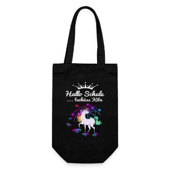 Einhorn Einschulung - Geschenkbeutel für Flaschen - Schwarz - Vorne