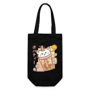 Boba Tea Katze Bubble Tea Anime Kawaii - Geschenkbeutel für Flaschen - Schwarz - Vorne