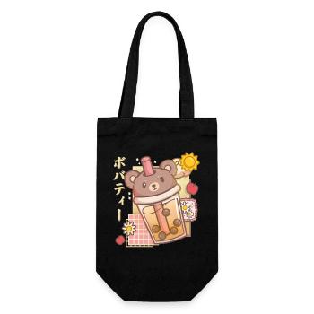 Bear Boba Tea Bubble Tea Anime Kawaii - Geschenkbeutel für Flaschen - Schwarz - Vorne