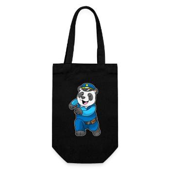Panda Polizist Polizeimütze Polizei - Geschenkbeutel für Flaschen - Schwarz - Vorne