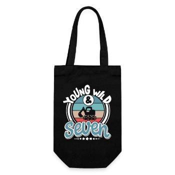 Excavator 7 years children's birthday party - Gift Bag for Bottles - black - Front