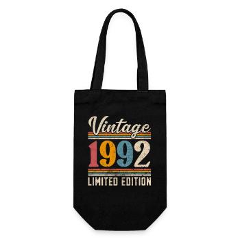 1992 Year of birth Vintage Retro Vintage - Gift Bag for Bottles - black - Front