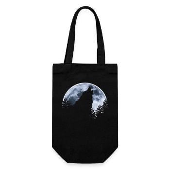 Loup hurle lune - La silhouette du loup - Sac à bouteille - noir - Devant