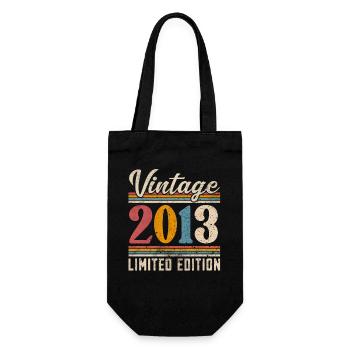 2013 Year of birth Vintage Retro Vintage - Gift Bag for Bottles - black - Front