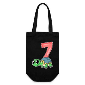 7 ans - 7ème anniversaire - motif tortue - Sac à bouteille - noir - Devant