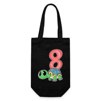 8 ans - 8ème anniversaire - motif tortue - Sac à bouteille - noir - Devant