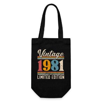 1981 Year of birth Vintage Retro Vintage - Gift Bag for Bottles - black - Front