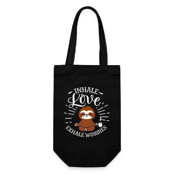 Inhale Love Exhale Worries Sloth - Geschenkbeutel für Flaschen - Schwarz - Vorne