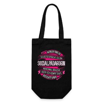 Sozialpädagogin - Geschenkbeutel für Flaschen - Schwarz - Vorne