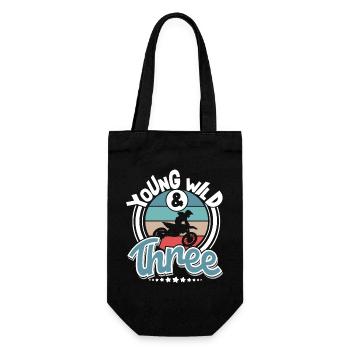 Motocross Kinder 3 Jahre Young Wild And Three - Geschenkbeutel für Flaschen - Schwarz - Vorne