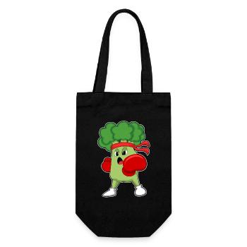 Brokkoli Boxer Boxhandschuhe Boxen - Geschenkbeutel für Flaschen - Schwarz - Vorne