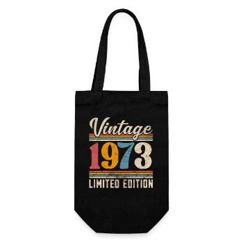 1973 Geburtsjahr Jahrgang Retro Vintage - Geschenkbeutel für Flaschen - Schwarz - Vorne