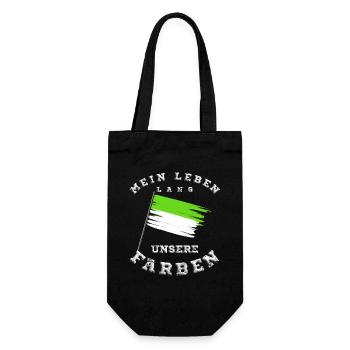 Mein Leben lang unsere Farben Grün Weiß - Geschenkbeutel für Flaschen - Schwarz - Vorne