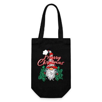Weihnachts Wichtel Xmas Gnom - Geschenkbeutel für Flaschen - Schwarz - Vorne