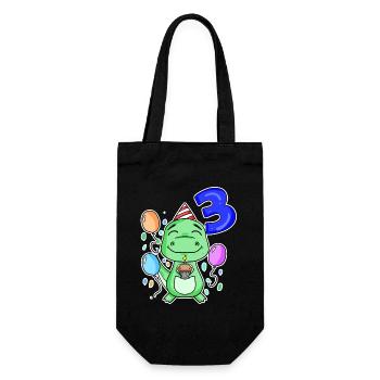 3 ans - Dinosaures - Cadeau de 3ème anniversaire - Sac à bouteille - noir - Devant