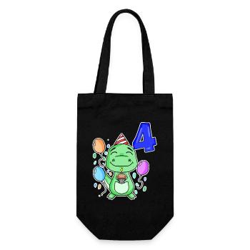 4 years old - Dinosaurs - 4th birthday gift - Gift Bag for Bottles - black - Front