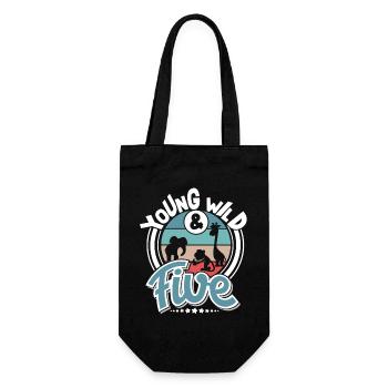 5th Birthday Kids Zoo Animals Jungle Safari - Gift Bag for Bottles - black - Front