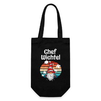 Chef Wichtel Vintage Weihnachts Gnom - Geschenkbeutel für Flaschen - Schwarz - Vorne