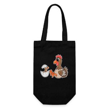 Poulet avec bébé poulet - Sac à bouteille - noir - Devant