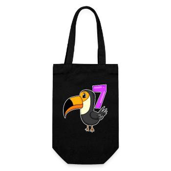 7 ans - 7ème anniversaire - motif d’oiseau toucan - Sac à bouteille - noir - Devant