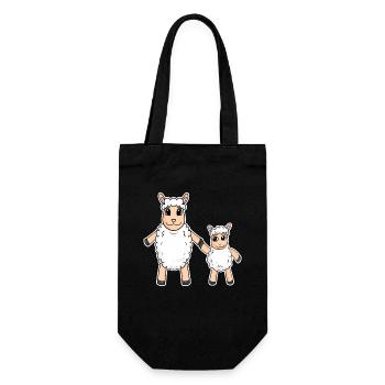 Famille mouton - Mouton avec bébé - Motif mouton - Sac à bouteille - noir - Devant