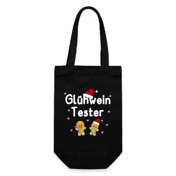 Glühwein Tester Geschenk Weihnachtsmarkt Weihnacht - Geschenkbeutel für Flaschen - Schwarz - Vorne