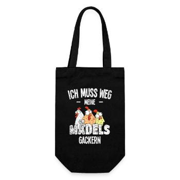 Meine Mädels Huhn Gackern Hühner Hühnerhalter - Geschenkbeutel für Flaschen - Schwarz - Vorne