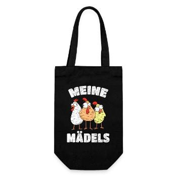 Meine Mädels Hühner Spruch Hühnerhalter Huhn - Geschenkbeutel für Flaschen - Schwarz - Vorne