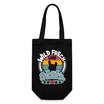 10. Geburtstag Wild Frech Und Endlich 10 - Geschenkbeutel für Flaschen - Schwarz - Vorne