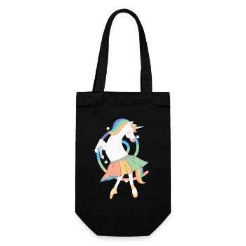 Einhorn Ballerina Regenbogen Süßes Unicorn Tanzen - Geschenkbeutel für Flaschen - Schwarz - Vorne