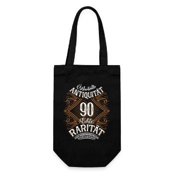 90. Geburtstag Antiquität Rarität - Geschenkbeutel für Flaschen - Schwarz - Vorne