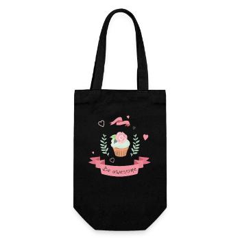 Pastell Cupcake Rosen Herz awesome Liebling pink - Geschenkbeutel für Flaschen - Schwarz - Vorne