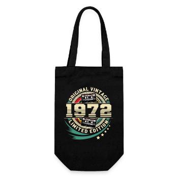 1972 Geburtsjahr Baujahr 50. Geburtstag Geburtstag - Geschenkbeutel für Flaschen - Schwarz - Vorne