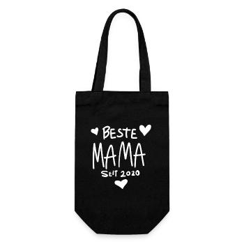 Beste Mama seit 2020 - Geschenkbeutel für Flaschen - Schwarz - Vorne