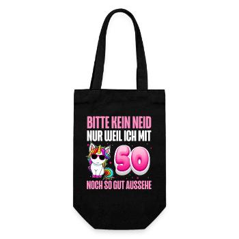 50. Geburtstag 50 Jahre Lustiger Spruch - Geschenkbeutel für Flaschen - Schwarz - Vorne