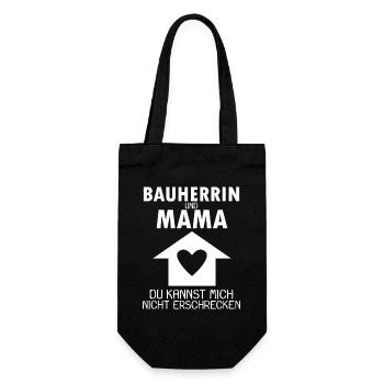 Bauherrin Mama Hausbau Baustelle Richtfest - Geschenkbeutel für Flaschen - Schwarz - Vorne
