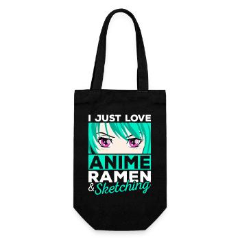 I Just Love Anime Ramen Sketching Manga Gift - Gift Bag for Bottles - black - Front