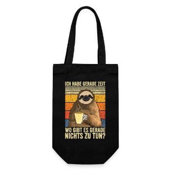 Ich Habe Jetzt Zeit Faultier Kaffee Arbeitskollege - Geschenkbeutel für Flaschen - Schwarz - Vorne