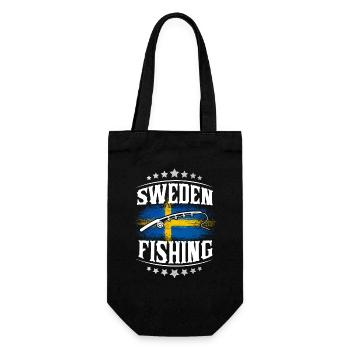 Schweden Fischen Angeln Angler - Geschenkbeutel für Flaschen - Schwarz - Vorne
