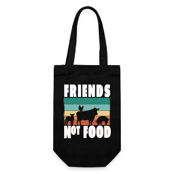 Vegan Vegetarisch Friends not Food Tierschutz - Geschenkbeutel für Flaschen - Schwarz - Vorne