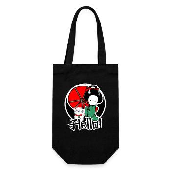 Japanese cat and women are friends - Gift Bag for Bottles - black - Front