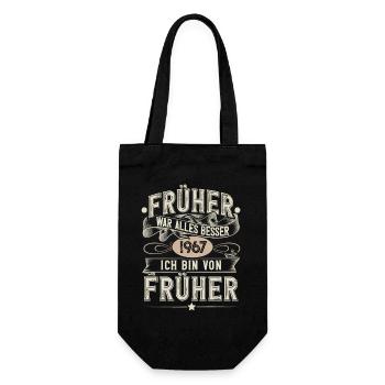 1967 Geburtstag Geburtsjahr Jahrgang - Geschenkbeutel für Flaschen - Schwarz - Vorne