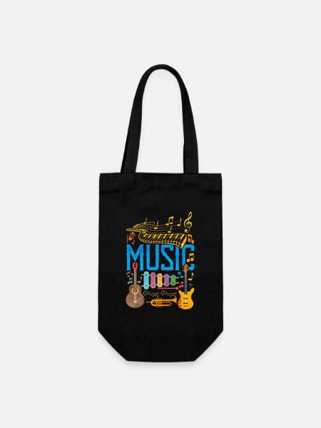 Colorful Music Instrument Collage | Music Love - Gift Bag for Bottles - black