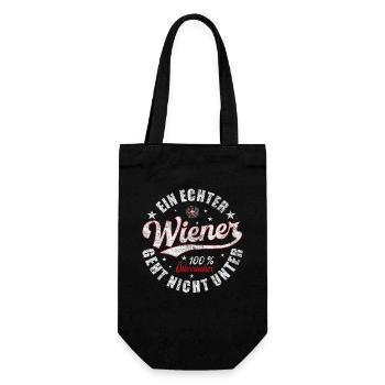 Ein echter Wiener geht nicht unter mit Grunge - Geschenkbeutel für Flaschen - Schwarz - Vorne