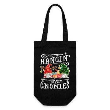 Hanging With My Gnomies Weihnachten Gnom Wichtel - Geschenkbeutel für Flaschen - Schwarz - Vorne