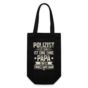 Papa Polizist Vater Vatertag - Geschenkbeutel für Flaschen - Schwarz - Vorne