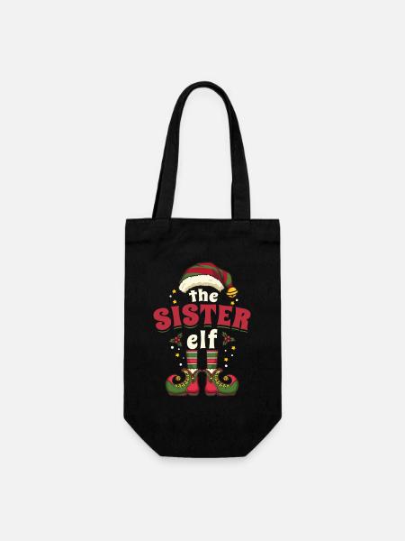 Schwester Elf Wichtel Weihnachten - Geschenkbeutel für Flaschen - Schwarz