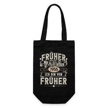 1955 Geburtstag Geburtsjahr Jahrgang - Geschenkbeutel für Flaschen - Schwarz - Vorne