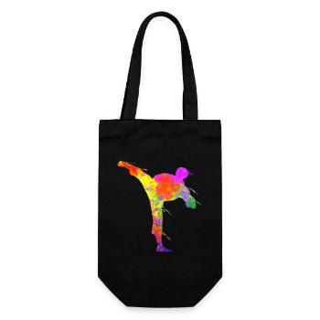 Tae Kwon Do Karate Bunte Silhouette für Mädchen - Geschenkbeutel für Flaschen - Schwarz - Vorne
